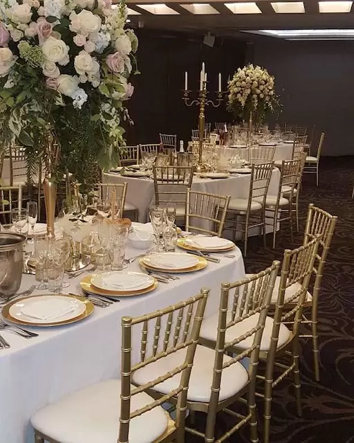 gold Tiffany Chair & white Cushion